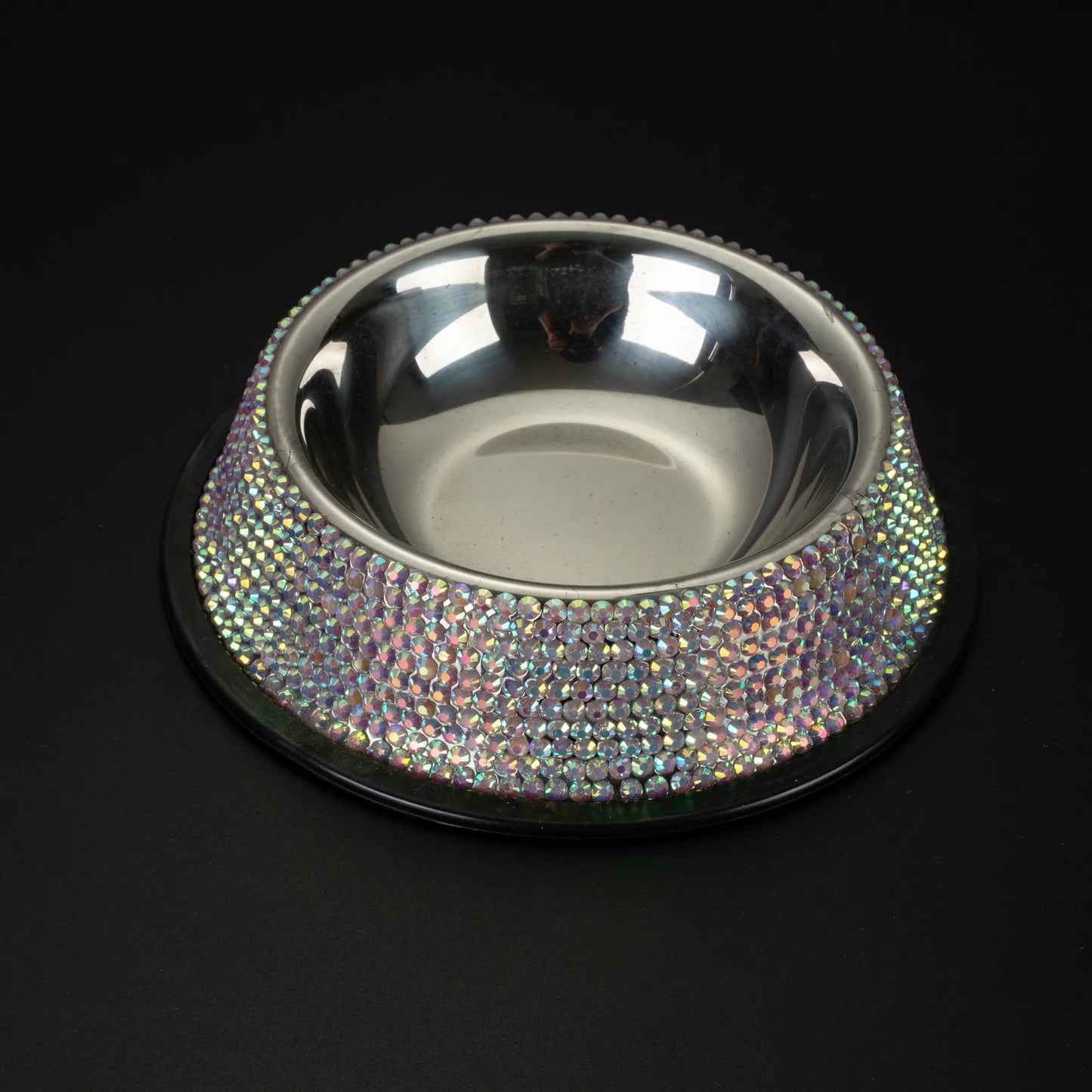Bling Diamond Stainless Steel Dog Bowl Cat Bowl Pet Drinking Bowl Feeder Sparkling Rhinestone Cat Feeding Bowls 18CM Diameter
