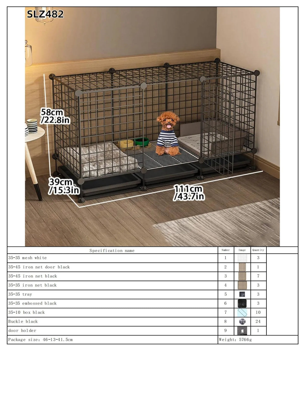 Dog Cage Small Dog Indoor with Separate Toilet Household Corgi Teddy Pomeranian House Kennel Dog Pet Fence