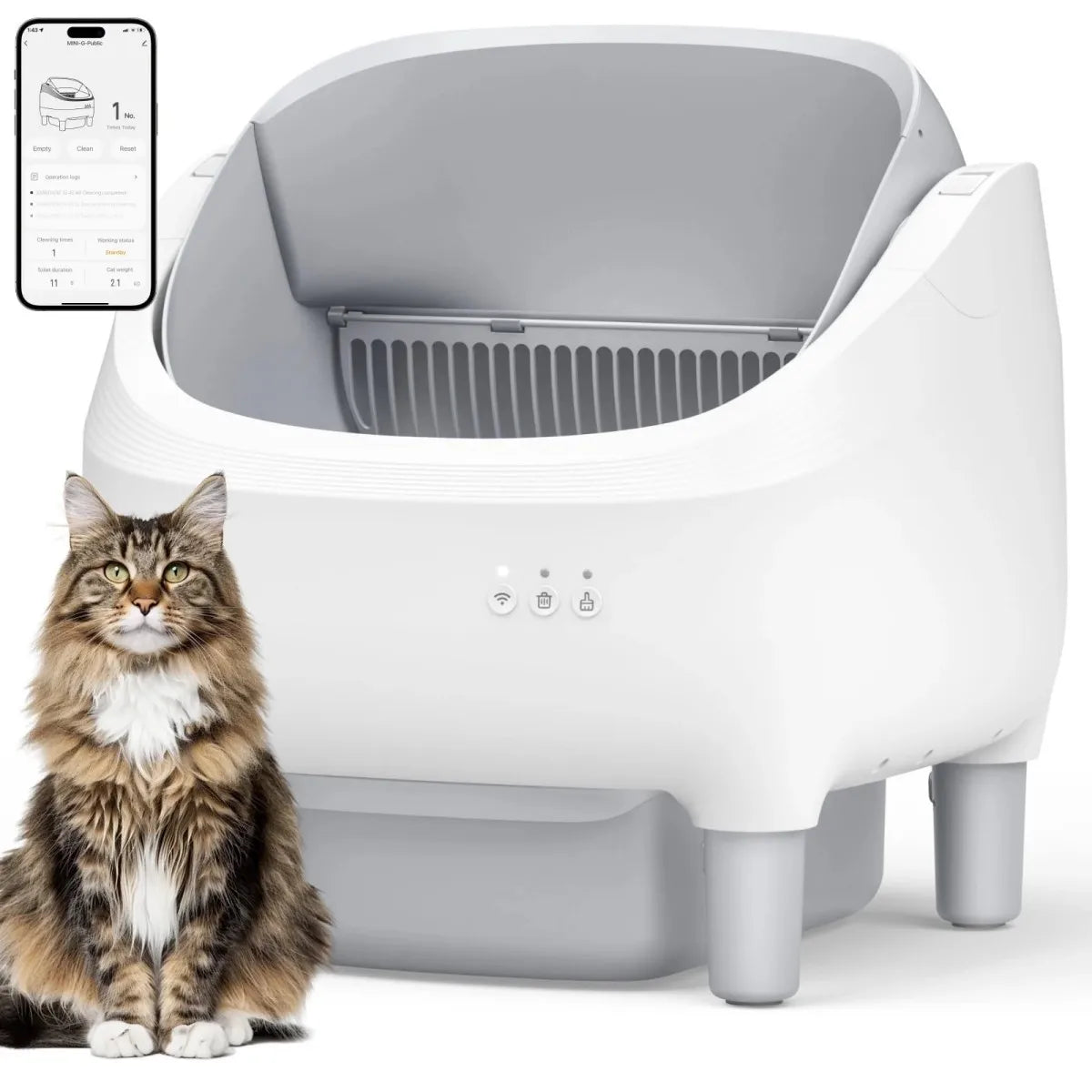 Self Cleaning Litter Box Automatic Litter Box Open-Top Cat Litter Box 95 L Automatic Cat Litter Box Self Cleaning for Multiple Cats