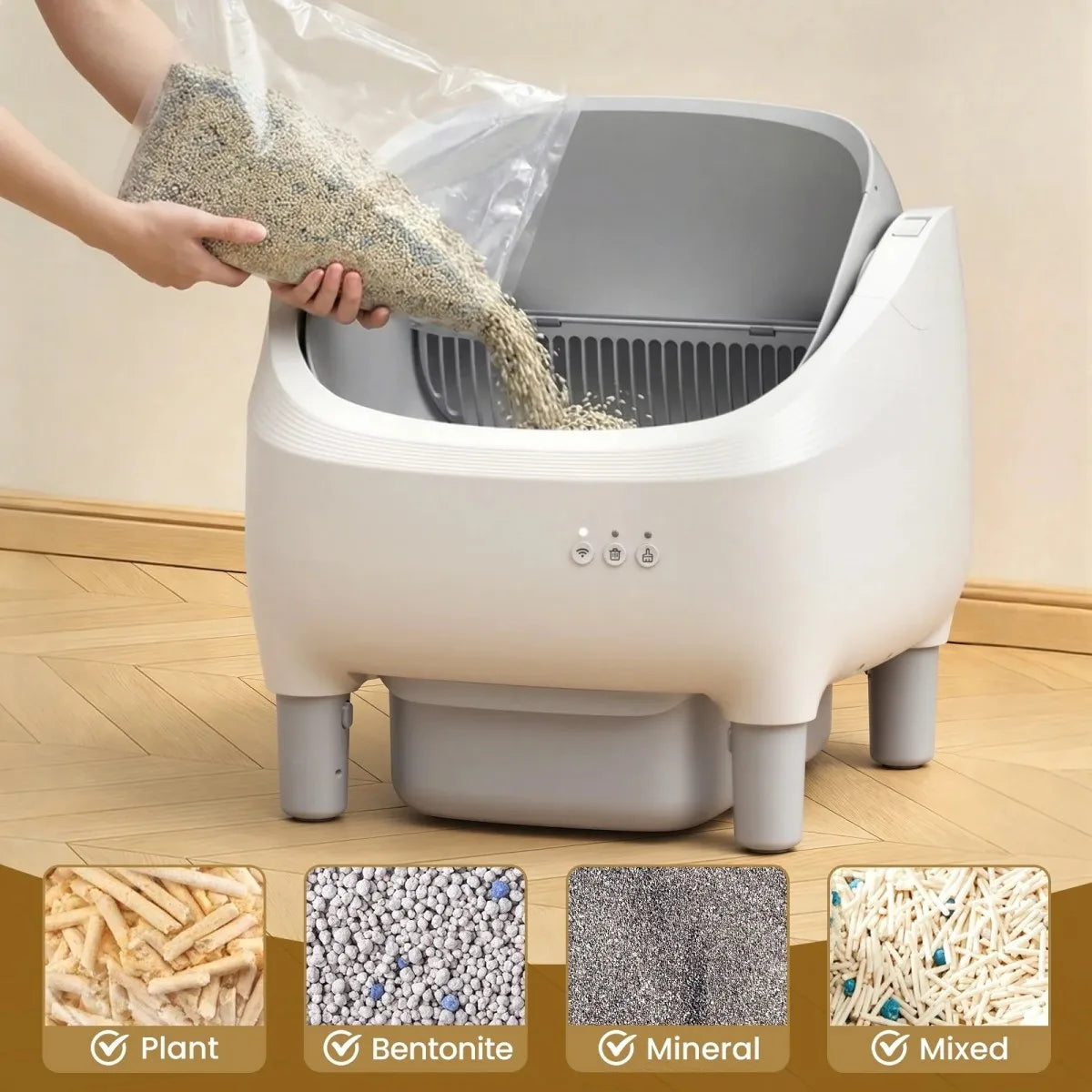 Self Cleaning Litter Box Automatic Litter Box Open-Top Cat Litter Box 95 L Automatic Cat Litter Box Self Cleaning for Multiple Cats
