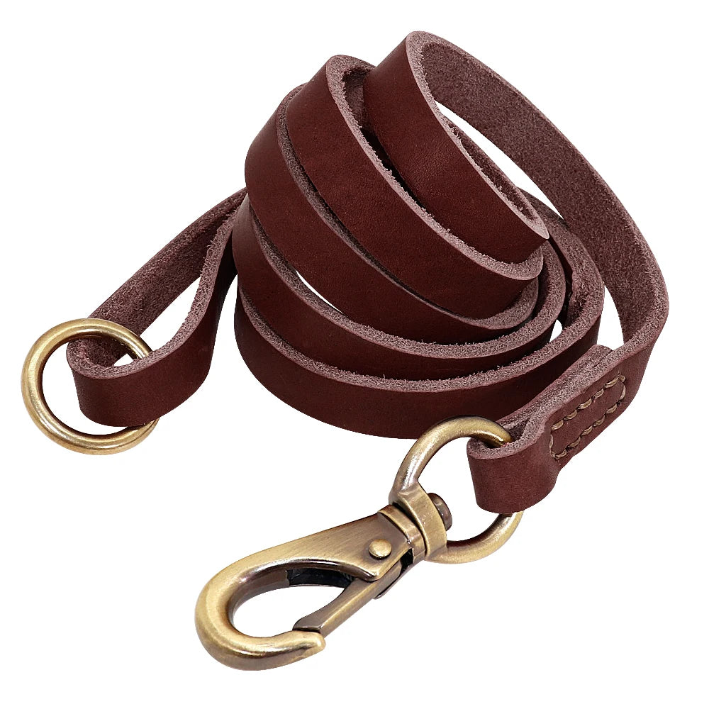 Real Leather Dog Leash 150cm Pet Walking Training Leads Genuine Leather for German Shepherd Golden Retriever Medium Large Dogs