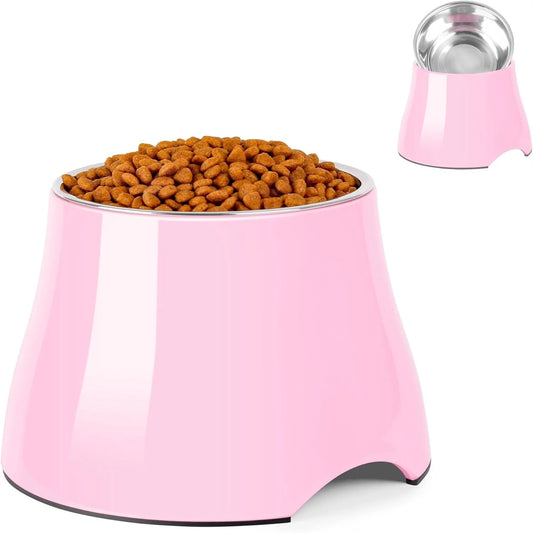 Non Slip Single Dog Bowl with Stainless Steel Inner, Raised Bowls for Smll Medium Large Dogs Spaniel Dogs Long Ear High Capacity