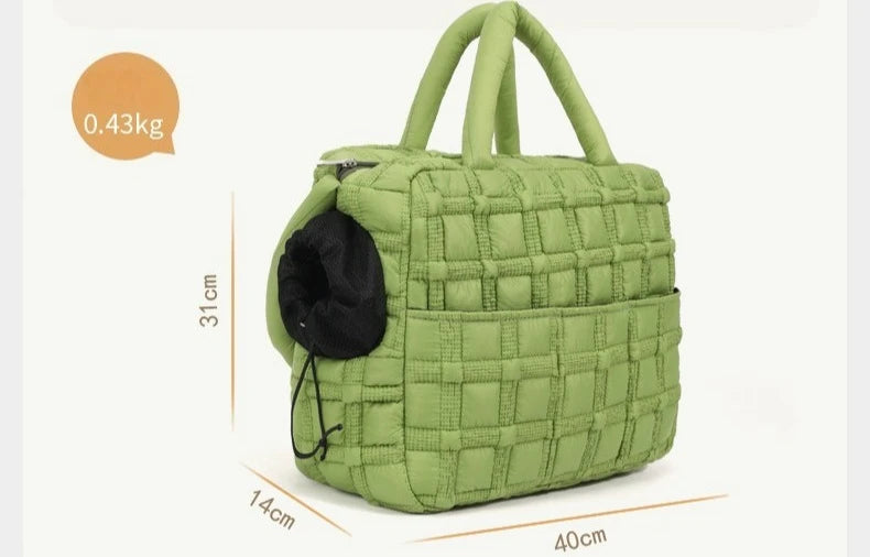 Fashionable Pet Carrier Puff Fabric Cat Bag with Head Out Breathable for Small Dogs Travel Portable Cat Puppy Sling Carrier Bag