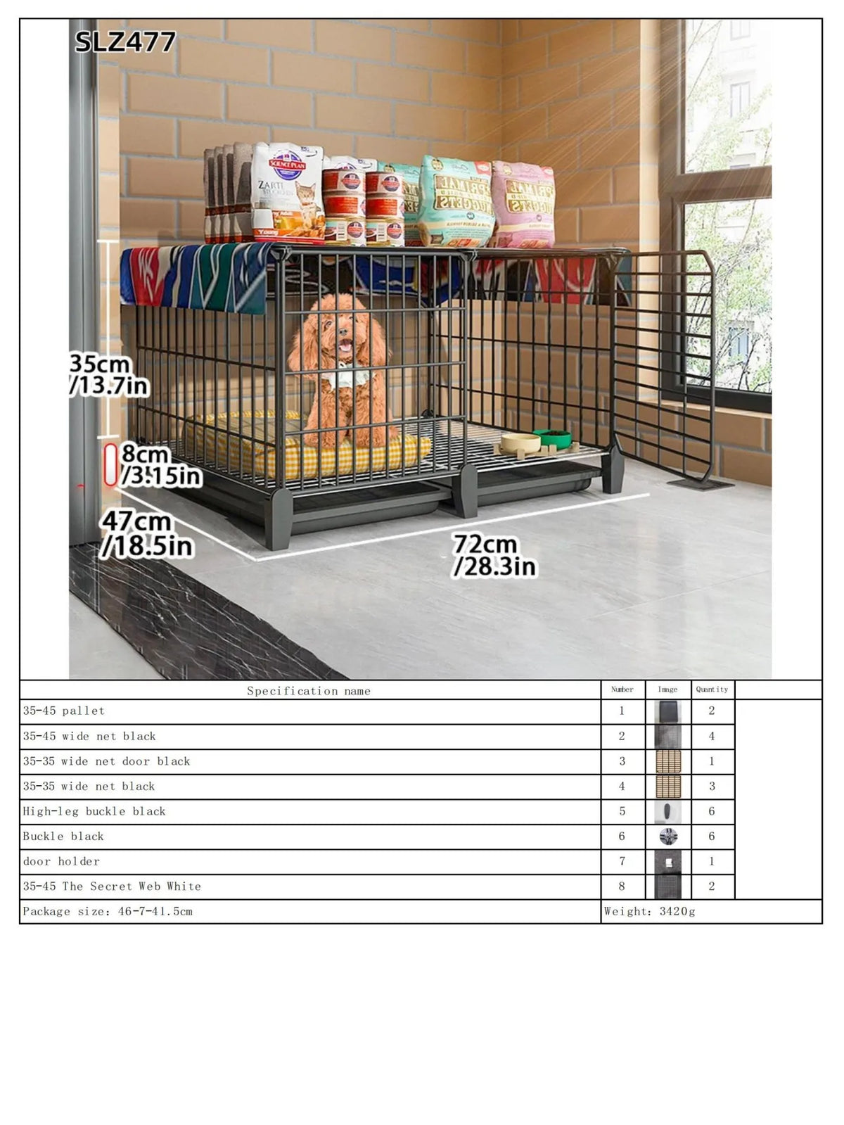 Dog Cage Small Dog Indoor with Separate Toilet Household Corgi Teddy Pomeranian House Kennel Dog Pet Fence