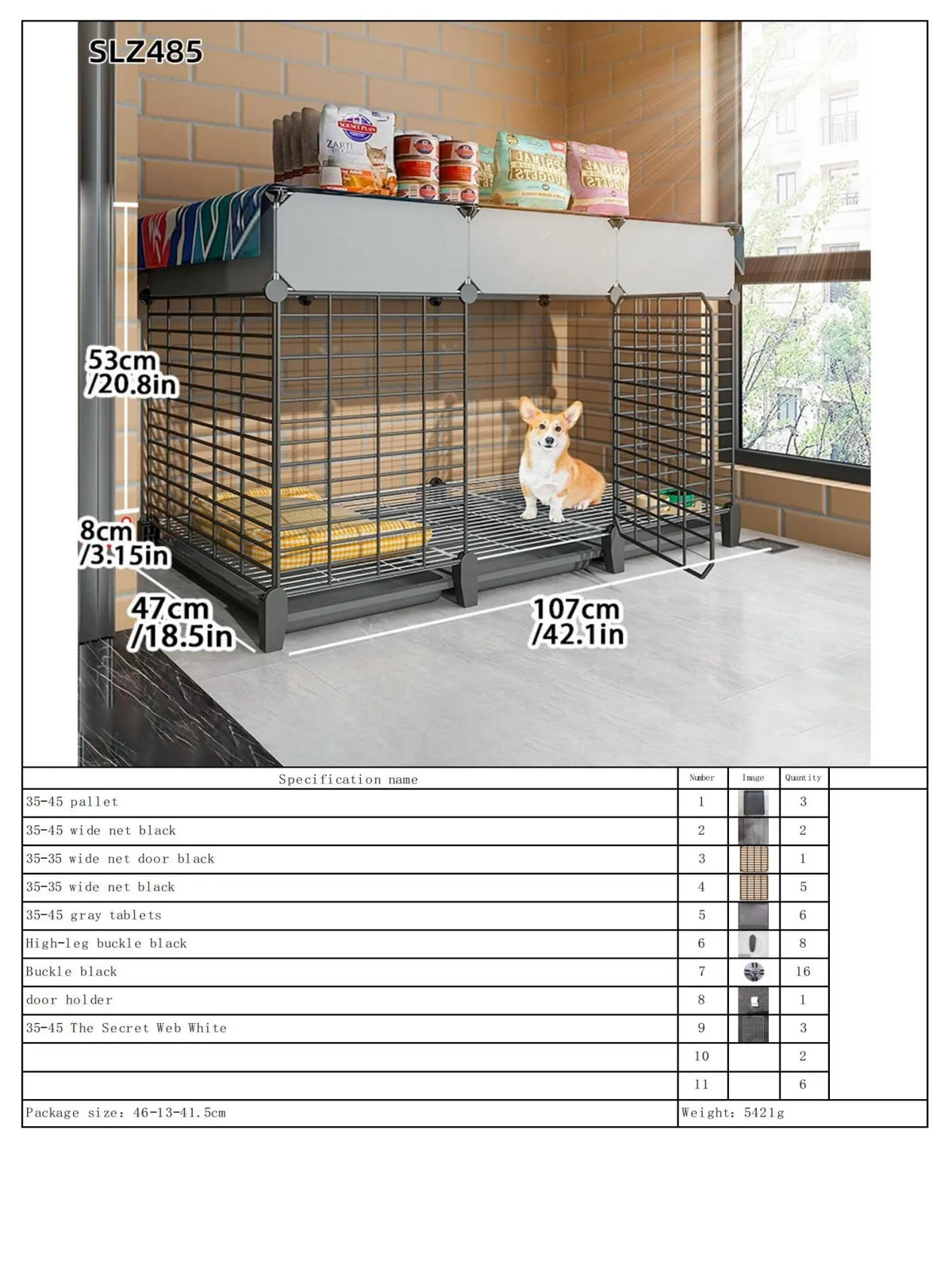 Dog Cage Small Dog Indoor with Separate Toilet Household Corgi Teddy Pomeranian House Kennel Dog Pet Fence