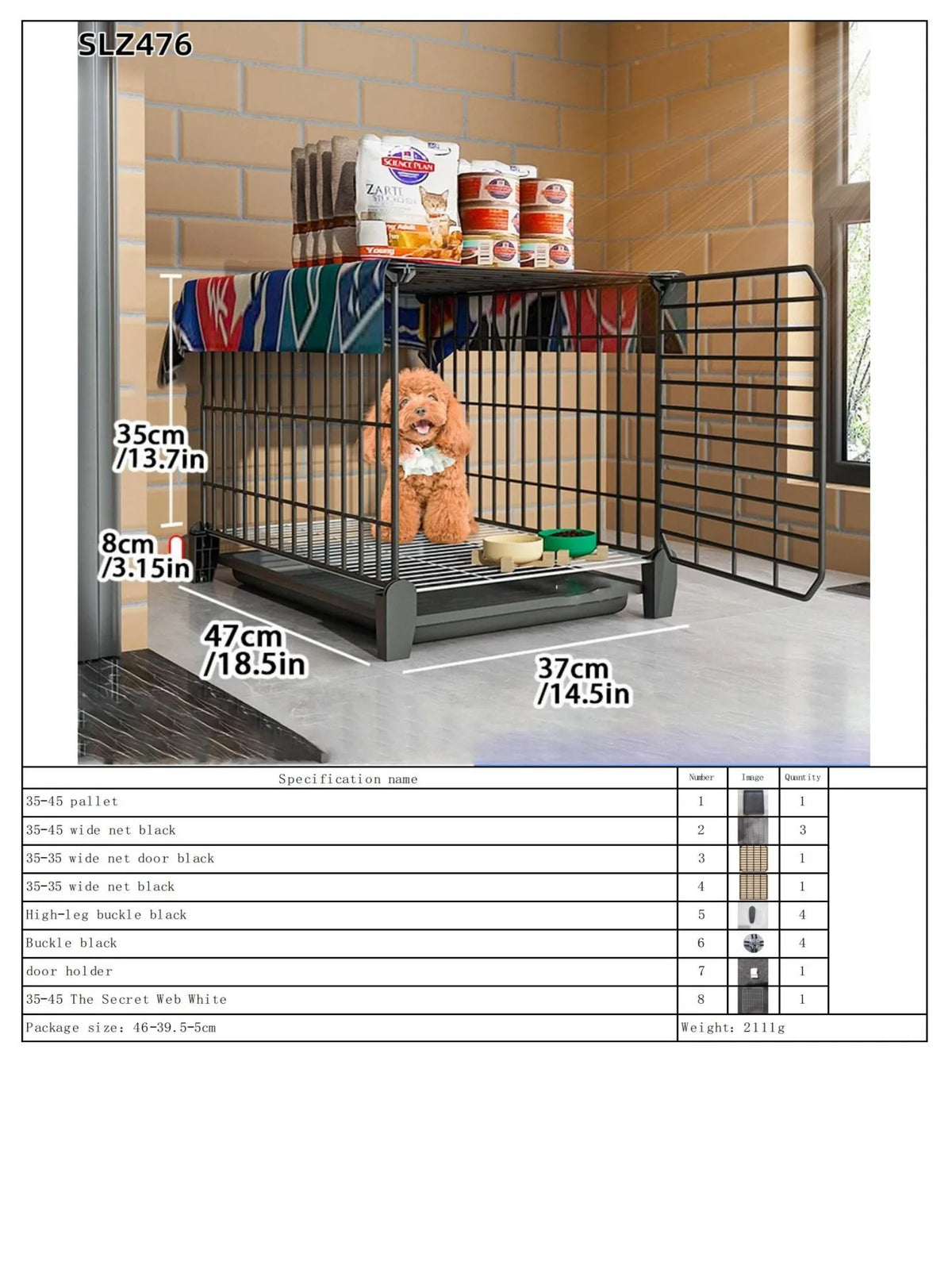 Dog Cage Small Dog Indoor with Separate Toilet Household Corgi Teddy Pomeranian House Kennel Dog Pet Fence