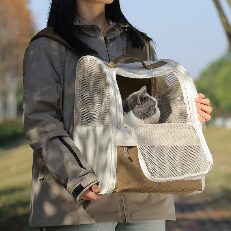 Large Capacity Pet Carrier Backpack Breathable Cat Dog Bag for All Seasons Travel