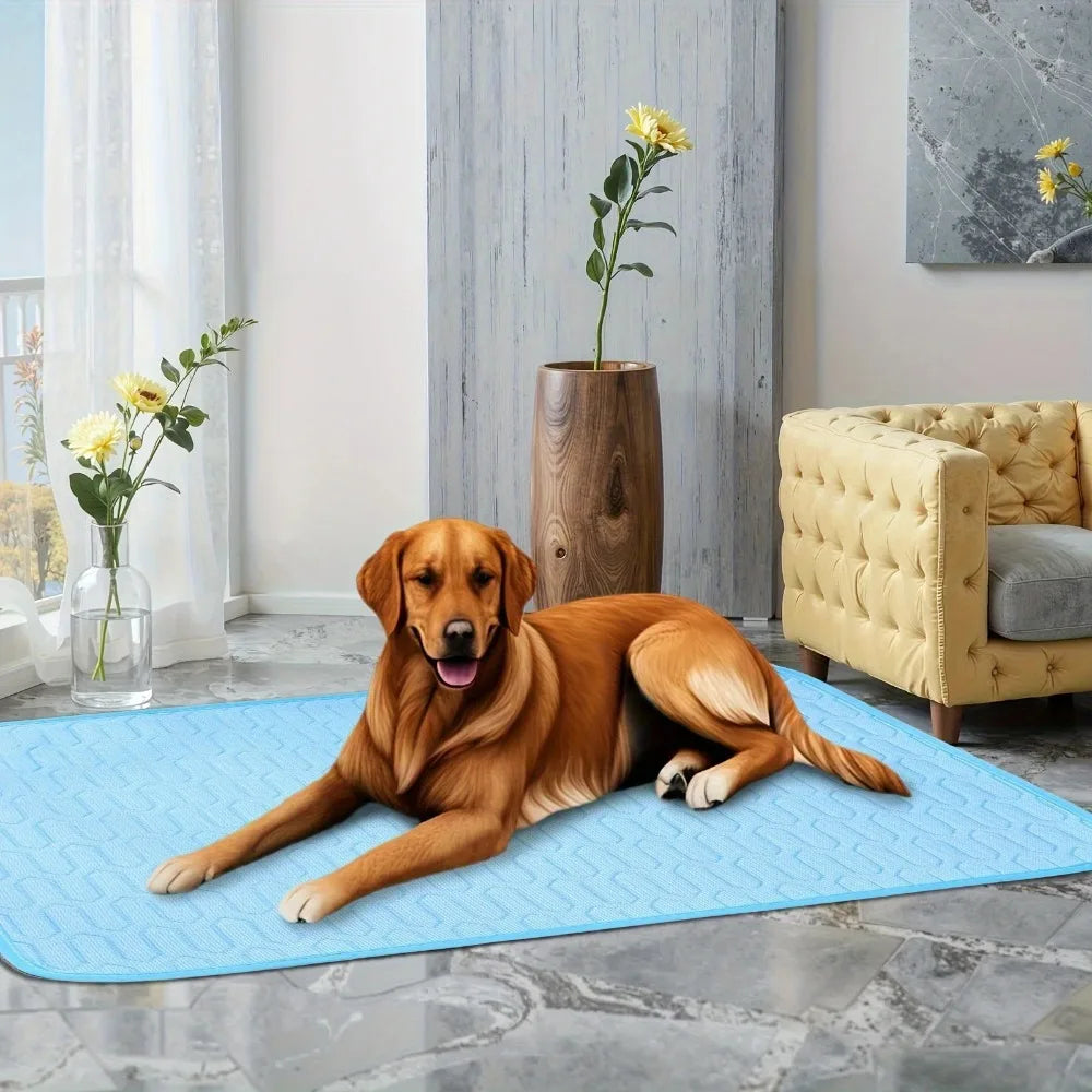 Upgraded Ice-Cool Summer Pet Cooling Mat and Bed Sweat-Absorbent Fabric Available in 4 Sizes for Small Medium and Large Pet