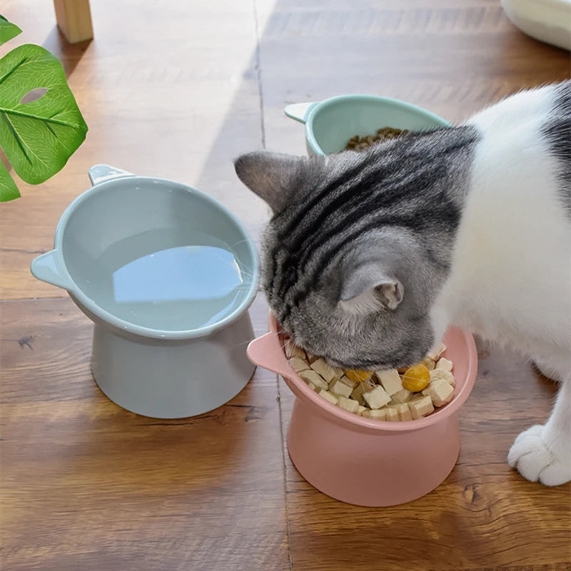 N Hot Cat Bowl High Foot Dog Bowl 45°Neck Protector Cat Pet Food Water Bowl Pet Feeding Cup Pet Feeder Bow