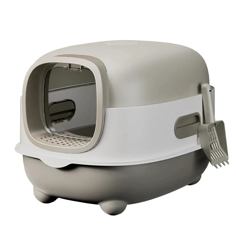 Fully Enclosed Cat Litter Box Large Size Anti Splash Deodorizing Antibacterial Toilet Tray For Indoor Cats Potty Cleaning Use