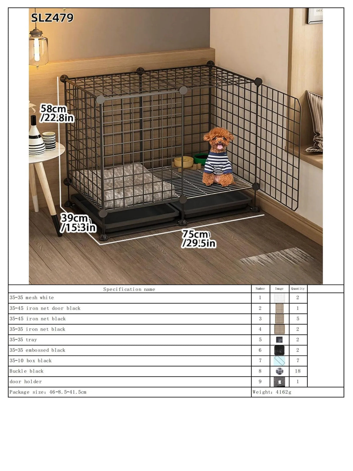 Dog Cage Small Dog Indoor with Separate Toilet Household Corgi Teddy Pomeranian House Kennel Dog Pet Fence