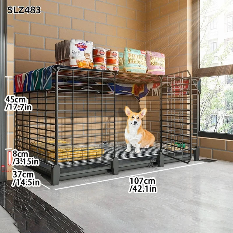 Dog Cage Small Dog Indoor with Separate Toilet Household Corgi Teddy Pomeranian House Kennel Dog Pet Fence