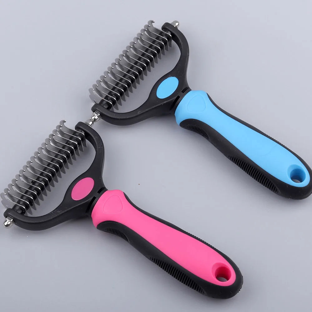 Pet Brush 2-Sided Undercoat Rake for Dogs & Cats Undercoat Rake Dog Brush Shedding Comb Deshedding and Dematting Tools for Dogs