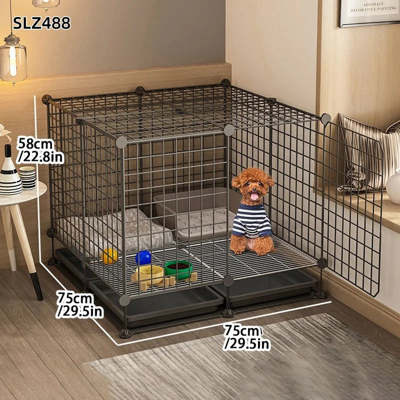 Dog Cage Small Dog Indoor with Separate Toilet Household Corgi Teddy Pomeranian House Kennel Dog Pet Fence