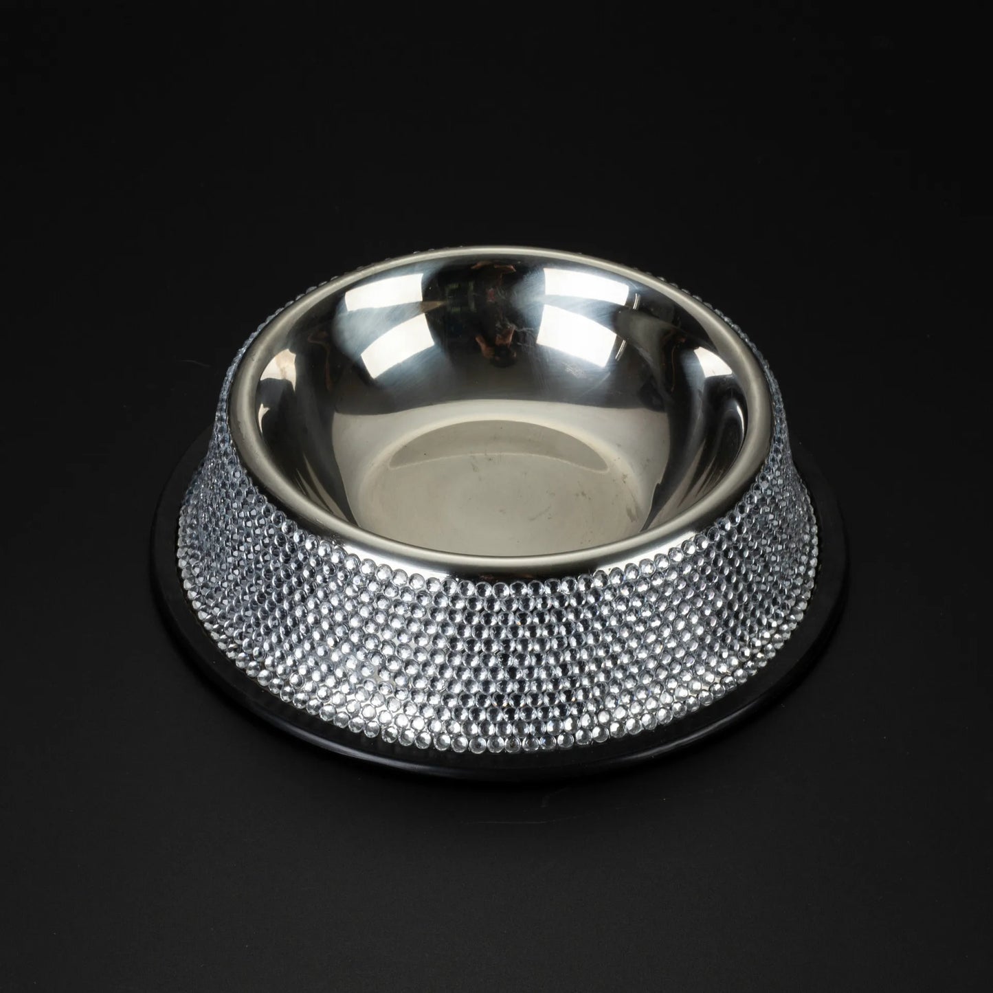 Bling Diamond Stainless Steel Dog Bowl Cat Bowl Pet Drinking Bowl Feeder Sparkling Rhinestone Cat Feeding Bowls 18CM Diameter