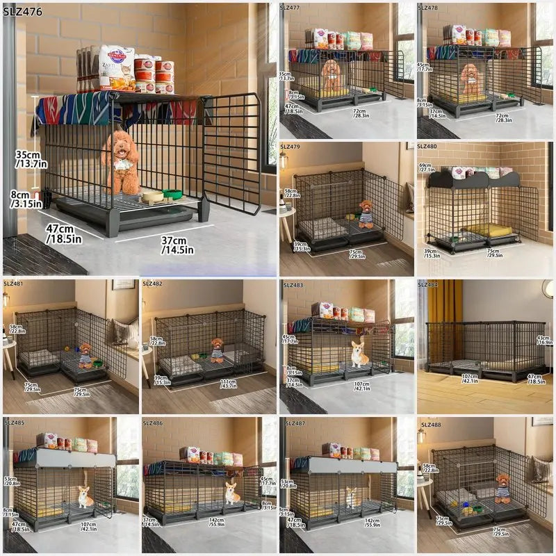 Dog Cage Small Dog Indoor with Separate Toilet Household Corgi Teddy Pomeranian House Kennel Dog Pet Fence
