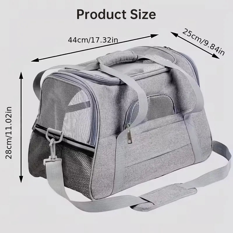 Foldable Pet Carrier Bag Small Dog Cat Carrying Out Bags Expansion Pet Travel Bag Mesh Breathable Expansion Crossbody Handbag