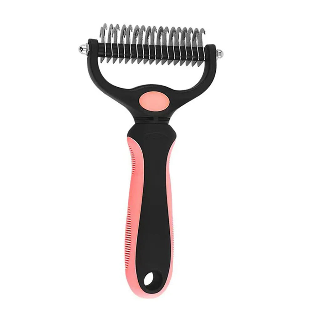 Pet Brush 2-Sided Undercoat Rake for Dogs & Cats Undercoat Rake Dog Brush Shedding Comb Deshedding and Dematting Tools for Dogs