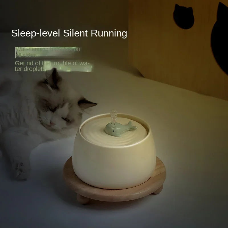 Cat Ceramic Automatic Circulating Filter Water Dispenser Pet Supplies Flow Mute Cat Dog Bowl Live Water Feeder Pet Supplies