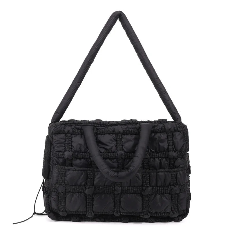 Fashionable Pet Carrier Puff Fabric Cat Bag with Head Out Breathable for Small Dogs Travel Portable Cat Puppy Sling Carrier Bag