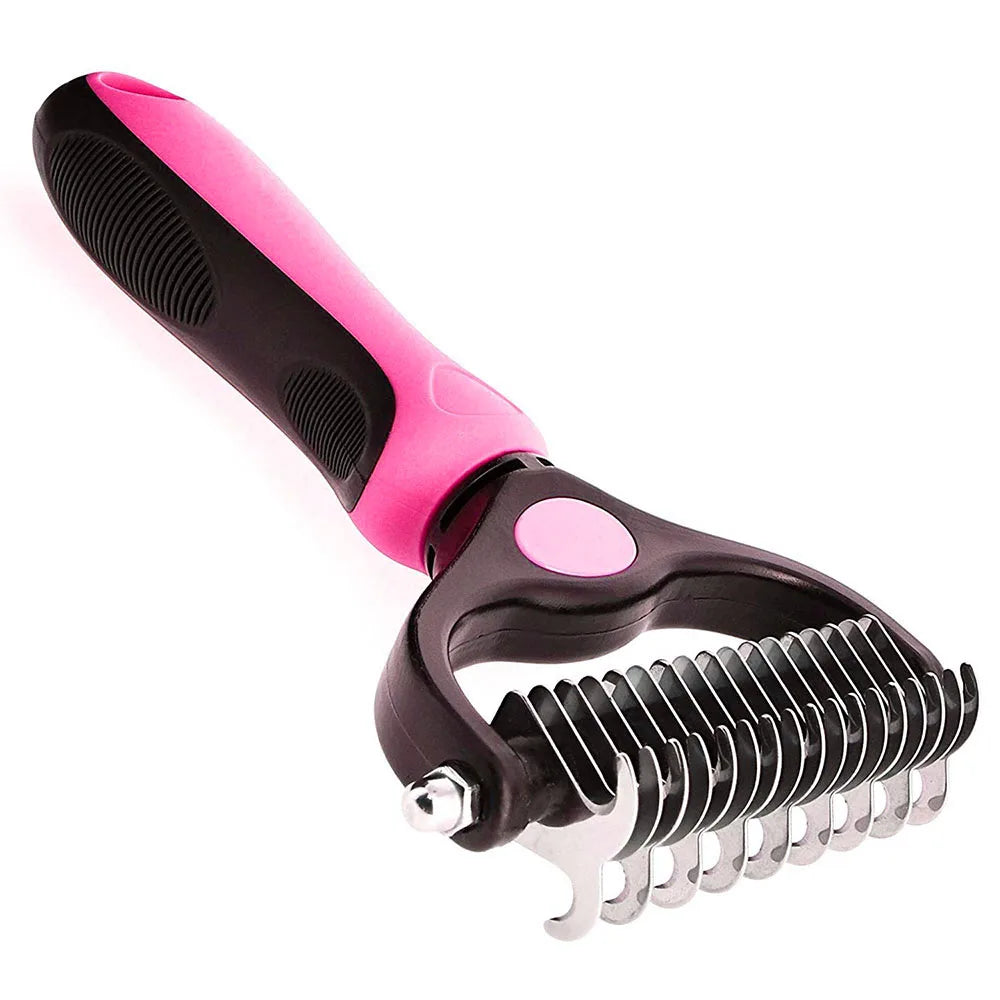 Pet Brush 2-Sided Undercoat Rake for Dogs & Cats Undercoat Rake Dog Brush Shedding Comb Deshedding and Dematting Tools for Dogs