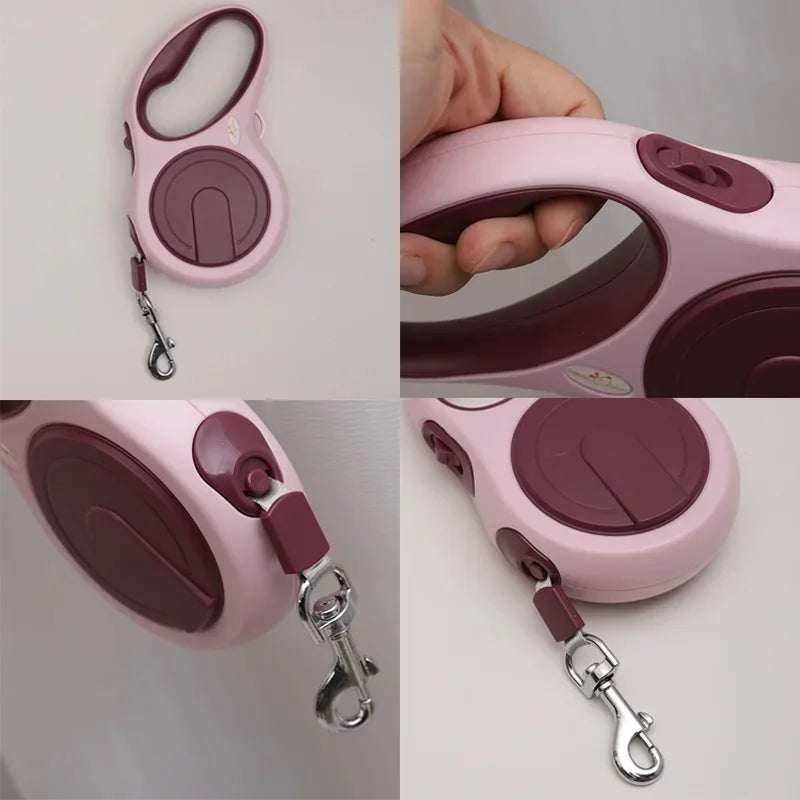 5M Retractable Dog Leash No Tangle One Button Brake Lock Heavy Duty Pet Walking Leash for Small Medium Large Dogs