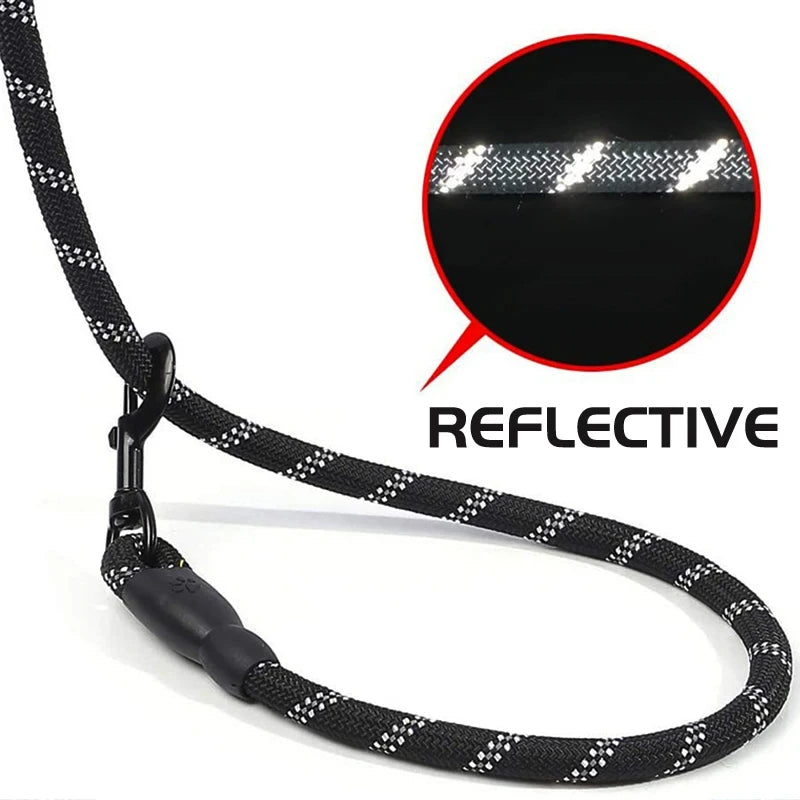 A reflective pet dog leash with a comfortable soft-padded handle - a leash for pet dogs - enhances safety and control