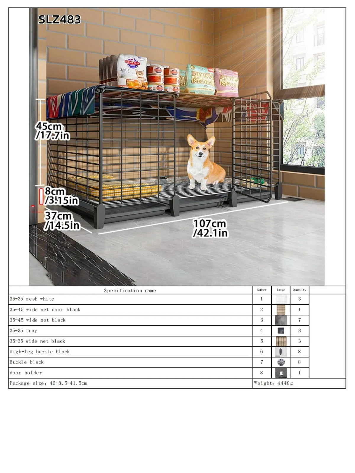 Dog Cage Small Dog Indoor with Separate Toilet Household Corgi Teddy Pomeranian House Kennel Dog Pet Fence