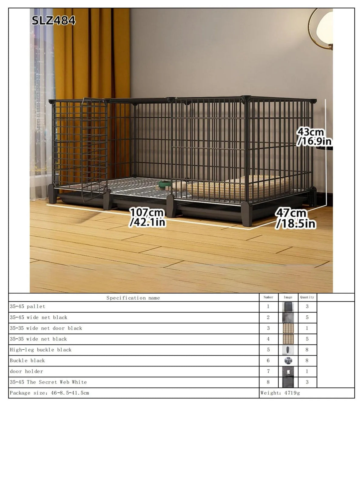 Dog Cage Small Dog Indoor with Separate Toilet Household Corgi Teddy Pomeranian House Kennel Dog Pet Fence