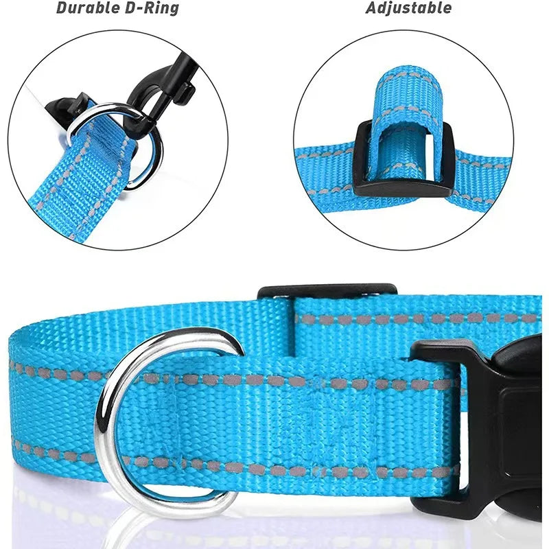 Pet collar, reflective dog collar, adjustable to prevent strangulation, shockproof, suitable for small and medium-sized dogs