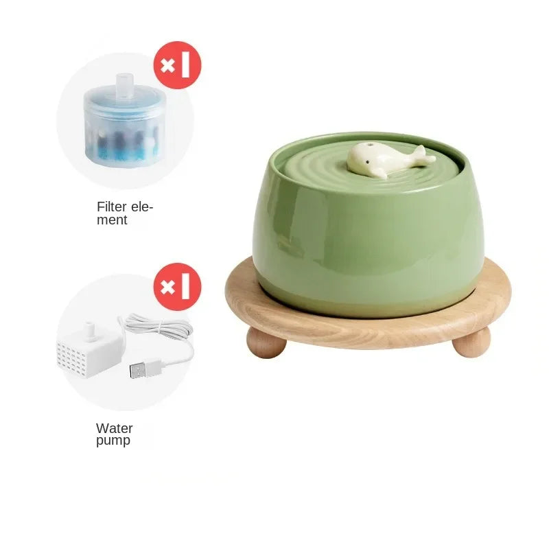 Cat Ceramic Automatic Circulating Filter Water Dispenser Pet Supplies Flow Mute Cat Dog Bowl Live Water Feeder Pet Supplies