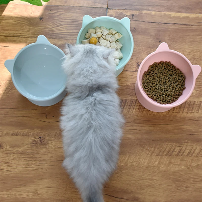 N Hot Cat Bowl High Foot Dog Bowl 45°Neck Protector Cat Pet Food Water Bowl Pet Feeding Cup Pet Feeder Bow