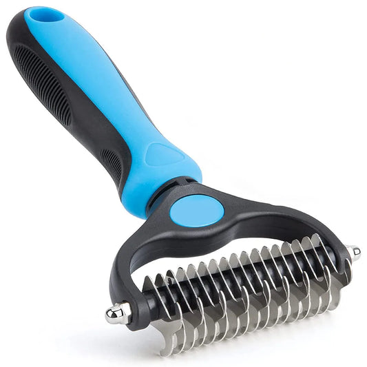 Pet Brush 2-Sided Undercoat Rake for Dogs & Cats Undercoat Rake Dog Brush Shedding Comb Deshedding and Dematting Tools for Dogs