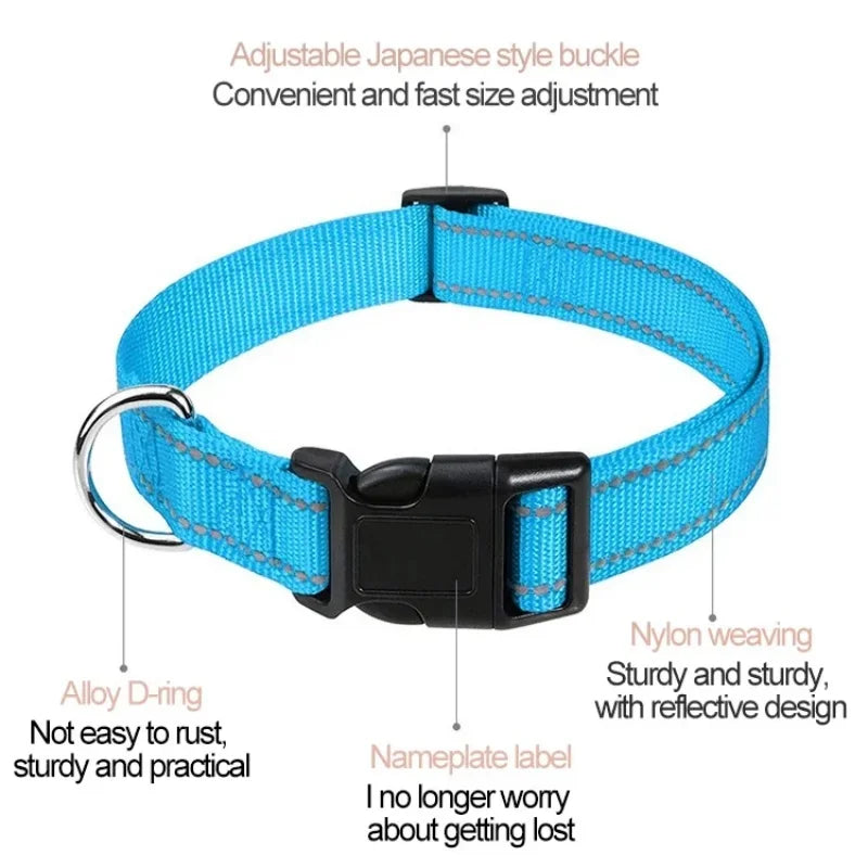 Pet collar, reflective dog collar, adjustable to prevent strangulation, shockproof, suitable for small and medium-sized dogs