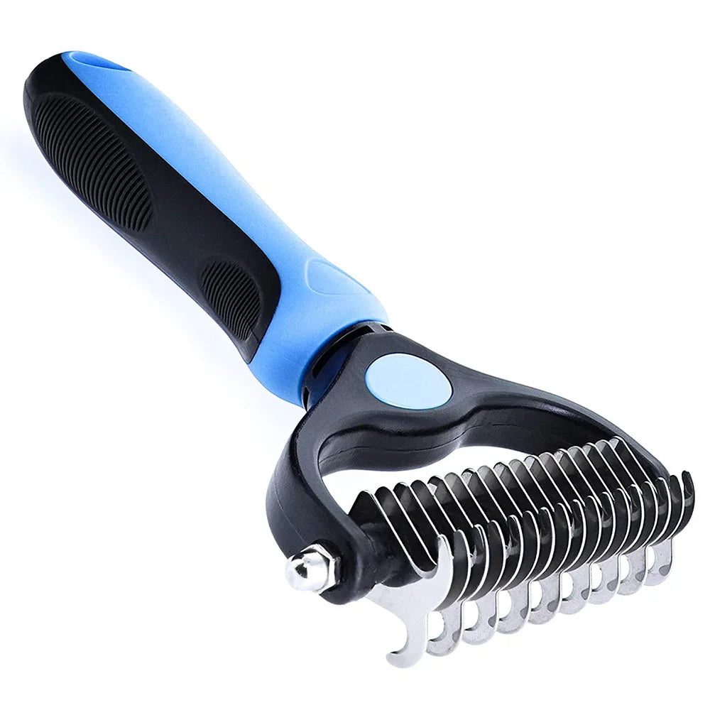 Pet Brush 2-Sided Undercoat Rake for Dogs & Cats Undercoat Rake Dog Brush Shedding Comb Deshedding and Dematting Tools for Dogs