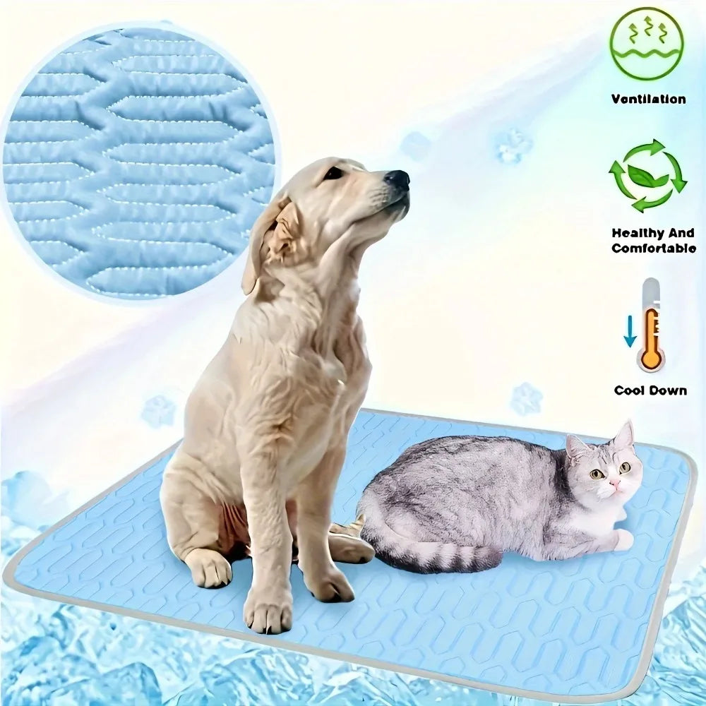 Upgraded Ice-Cool Summer Pet Cooling Mat and Bed Sweat-Absorbent Fabric Available in 4 Sizes for Small Medium and Large Pet