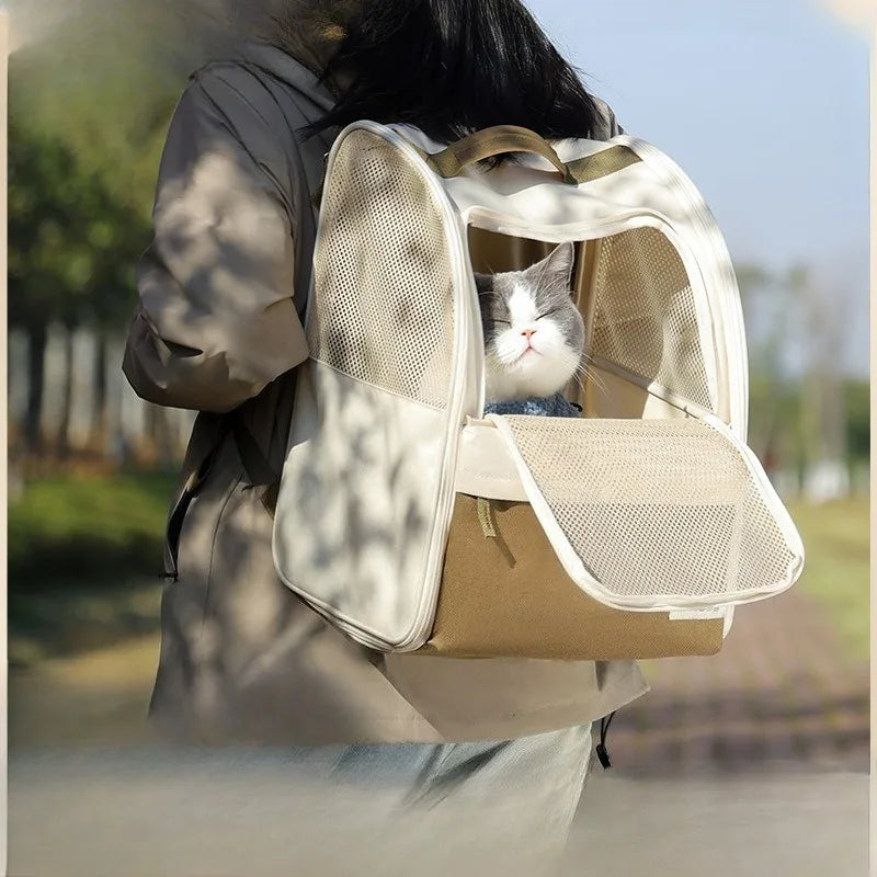 Large Capacity Pet Carrier Backpack Breathable Cat Dog Bag for All Seasons Travel