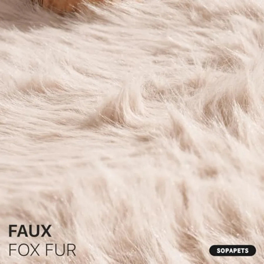 Aesthetic Cat Tree Tower for Large Cats with Faux Fox Fur Solid Wood Sisal Scratching Post Perches Platform Toy Ball in Brown