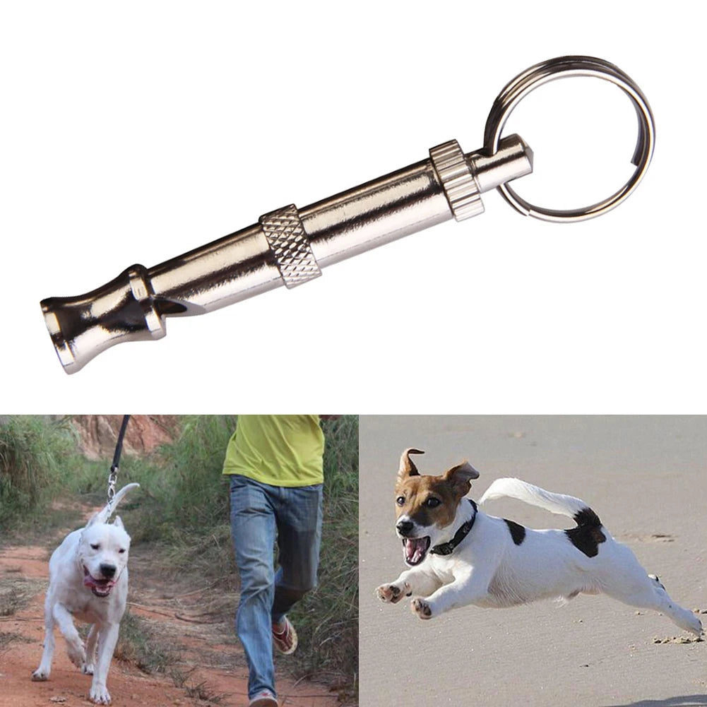 Dog Whistle Dog Training Whistle Portable Ultrasonic Dog Whistle Stop Barking Metal Whistle Keychain Pet Supplies
