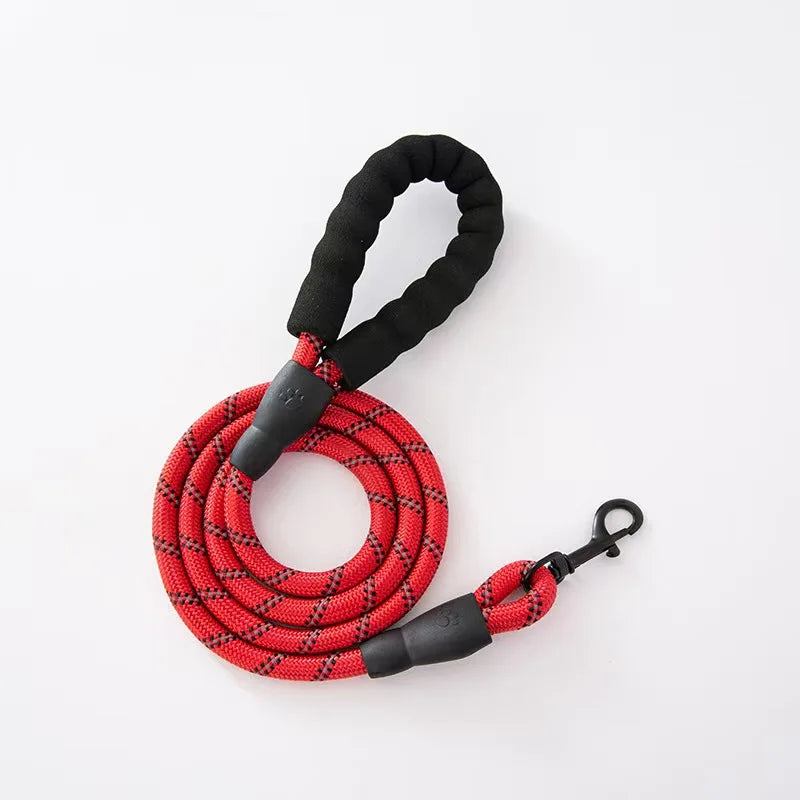 A reflective pet dog leash with a comfortable soft-padded handle - a leash for pet dogs - enhances safety and control