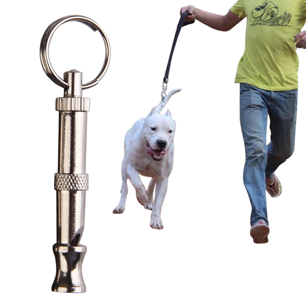 Dog Whistle Dog Training Whistle Portable Ultrasonic Dog Whistle Stop Barking Metal Whistle Keychain Pet Supplies