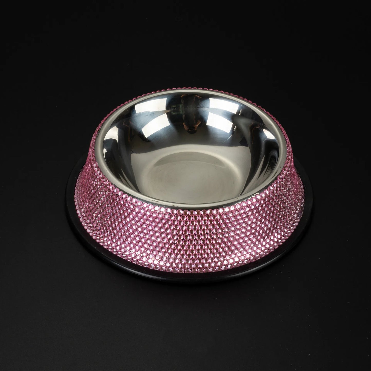 Bling Diamond Stainless Steel Dog Bowl Cat Bowl Pet Drinking Bowl Feeder Sparkling Rhinestone Cat Feeding Bowls 18CM Diameter