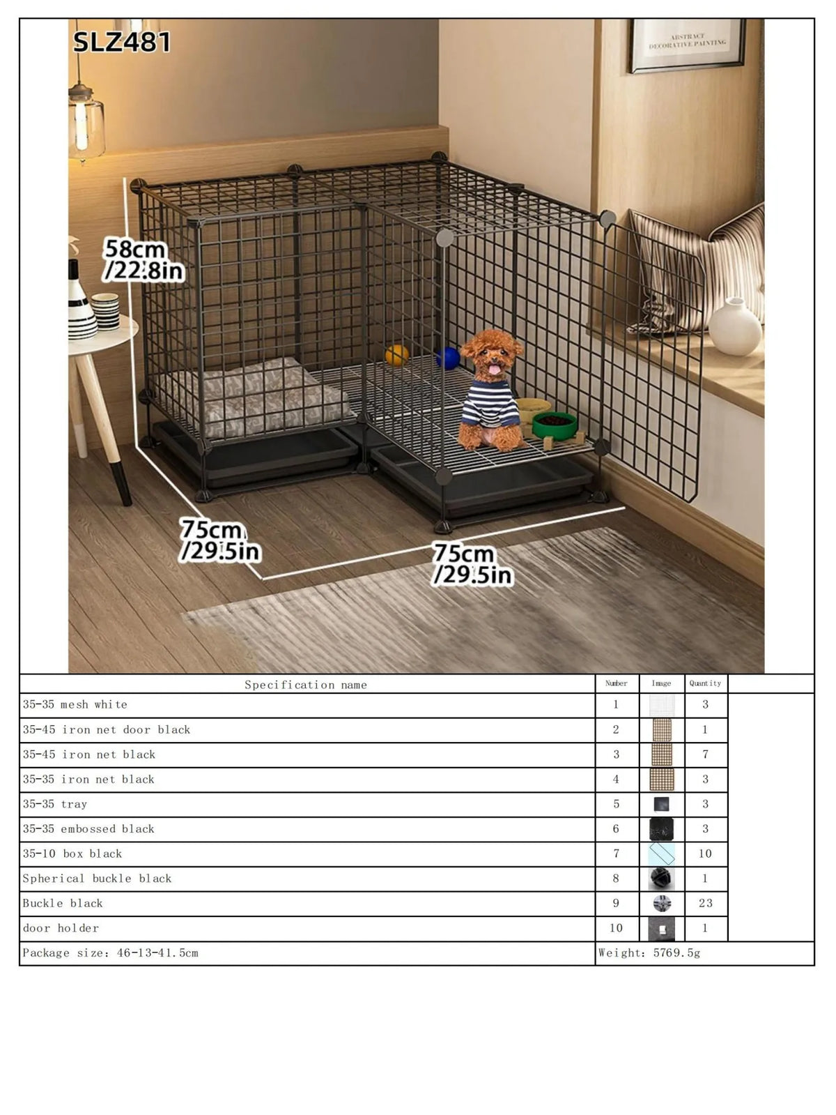 Dog Cage Small Dog Indoor with Separate Toilet Household Corgi Teddy Pomeranian House Kennel Dog Pet Fence