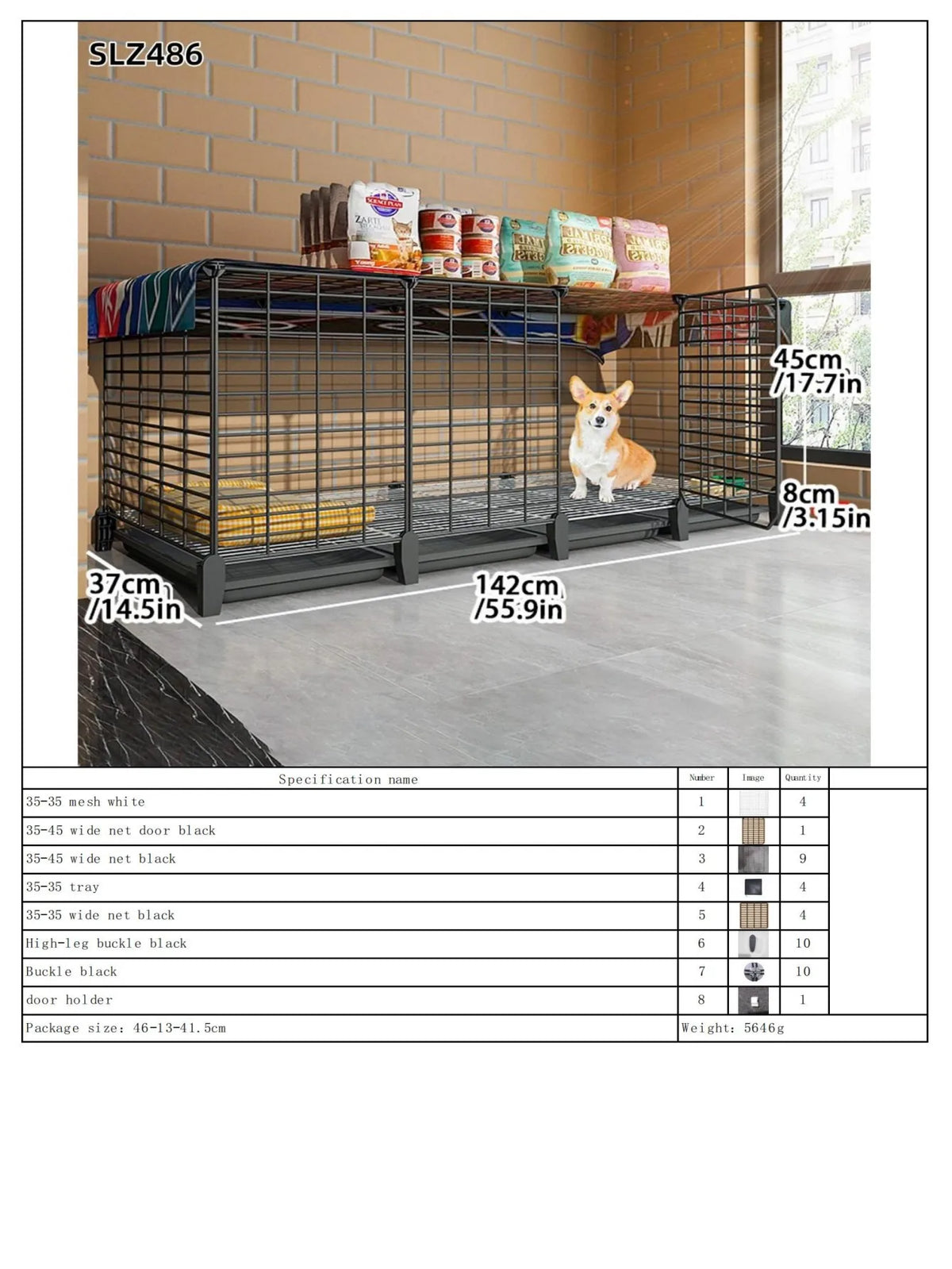 Dog Cage Small Dog Indoor with Separate Toilet Household Corgi Teddy Pomeranian House Kennel Dog Pet Fence