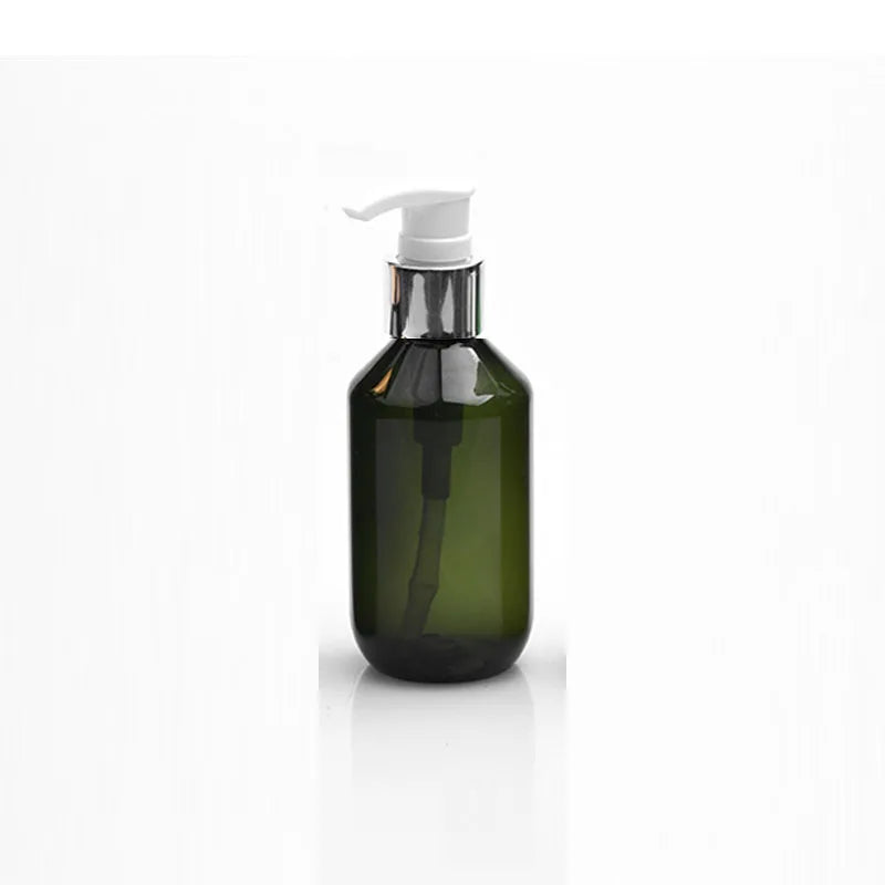 20/50pcs 100ml Green Plastic Bottle With Pump Lid 200ml Amber PET Shampoo Pump Refill Bottle 300ml 500ml Container HZ2311191