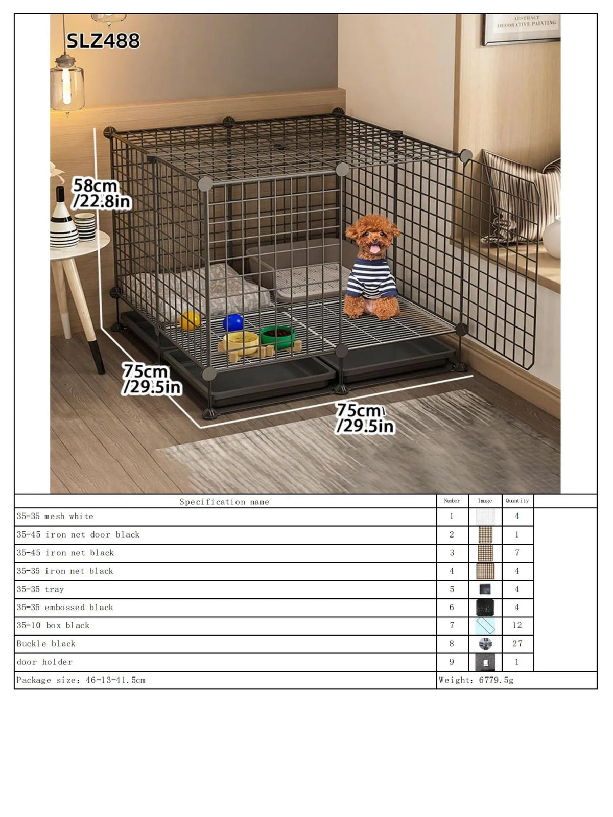 Dog Cage Small Dog Indoor with Separate Toilet Household Corgi Teddy Pomeranian House Kennel Dog Pet Fence