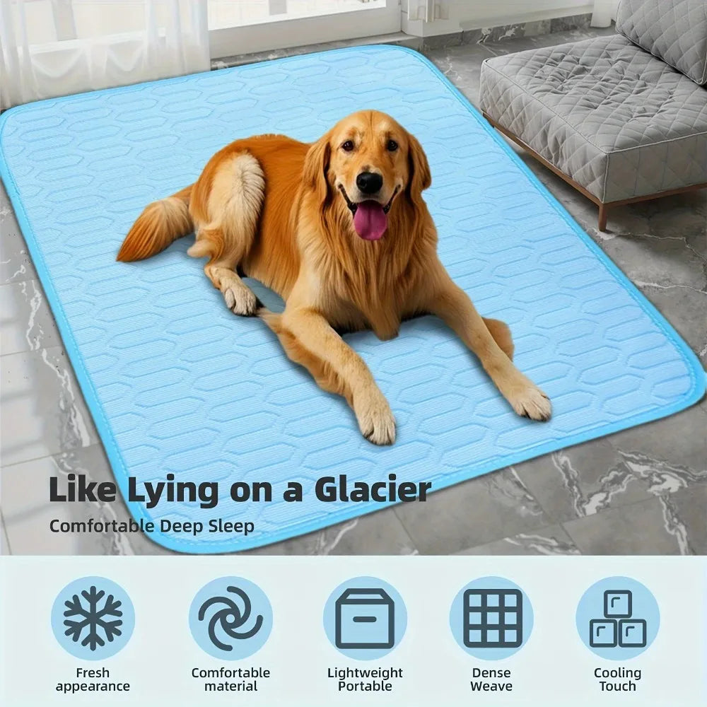Upgraded Ice-Cool Summer Pet Cooling Mat and Bed Sweat-Absorbent Fabric Available in 4 Sizes for Small Medium and Large Pet