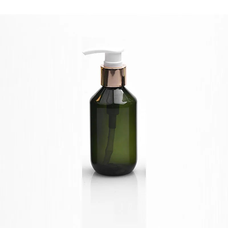 20/50pcs 100ml Green Plastic Bottle With Pump Lid 200ml Amber PET Shampoo Pump Refill Bottle 300ml 500ml Container HZ2311191