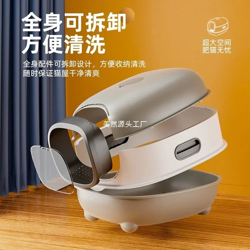 Fully Enclosed Cat Litter Box Large Size Anti Splash Deodorizing Antibacterial Toilet Tray For Indoor Cats Potty Cleaning Use